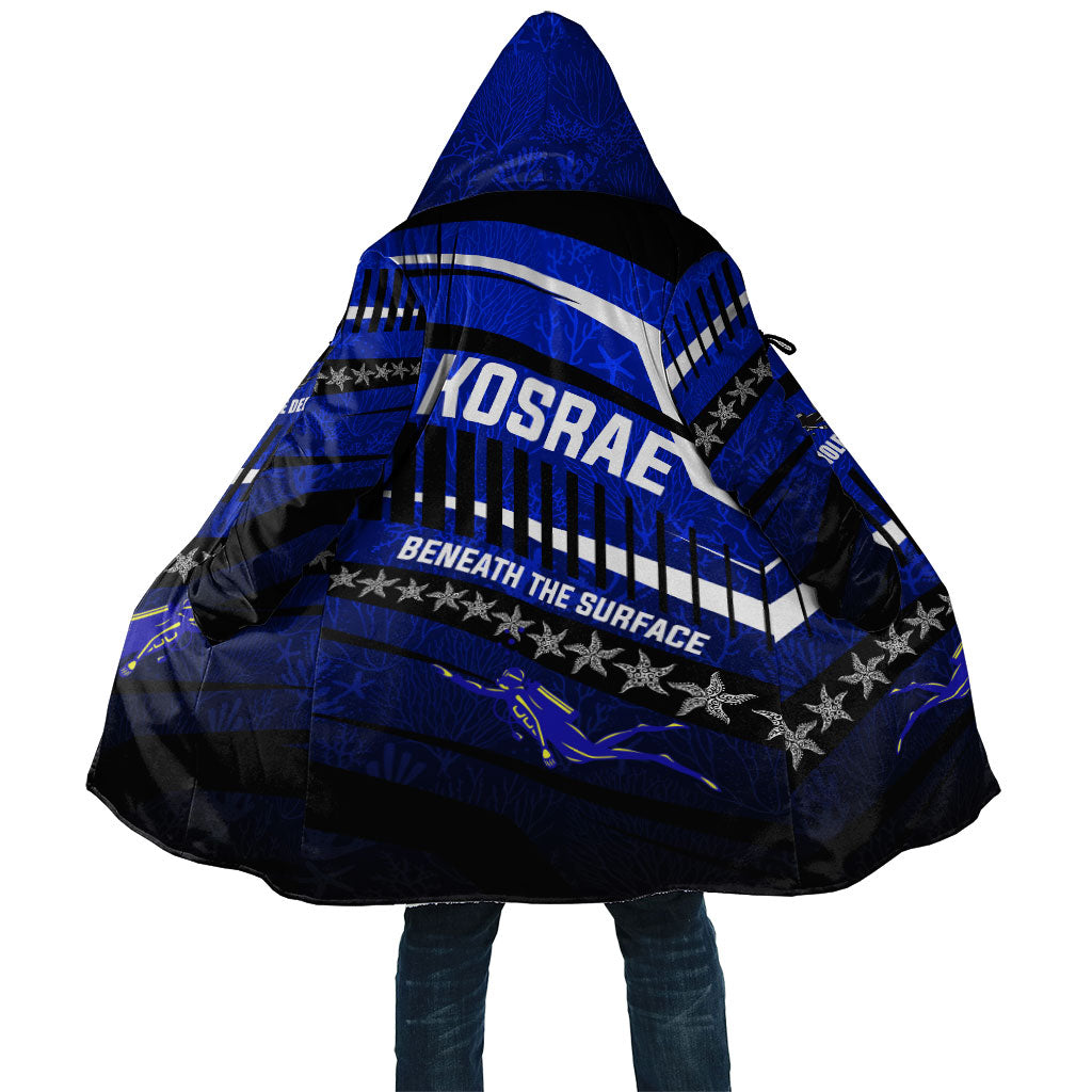 Kosrae Deep Sea Scuba Diving Cloak Blue Hole Beneath The Surface Coral Reef Graphic Art TS04 Unisex Blue Black - Polynesian Pride