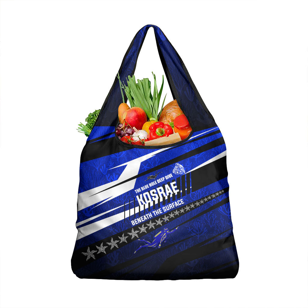 Kosrae Deep Sea Scuba Diving Grocery Bag Blue Hole Beneath The Surface Coral Reef Graphic Art TS04 1-pack One Size Blue Black - Polynesian Pride