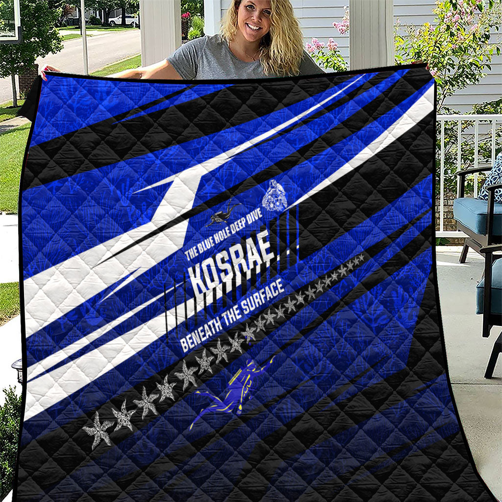Kosrae Deep Sea Scuba Diving Quilt Blue Hole Beneath The Surface Coral Reef Graphic Art TS04 Blue Black - Polynesian Pride
