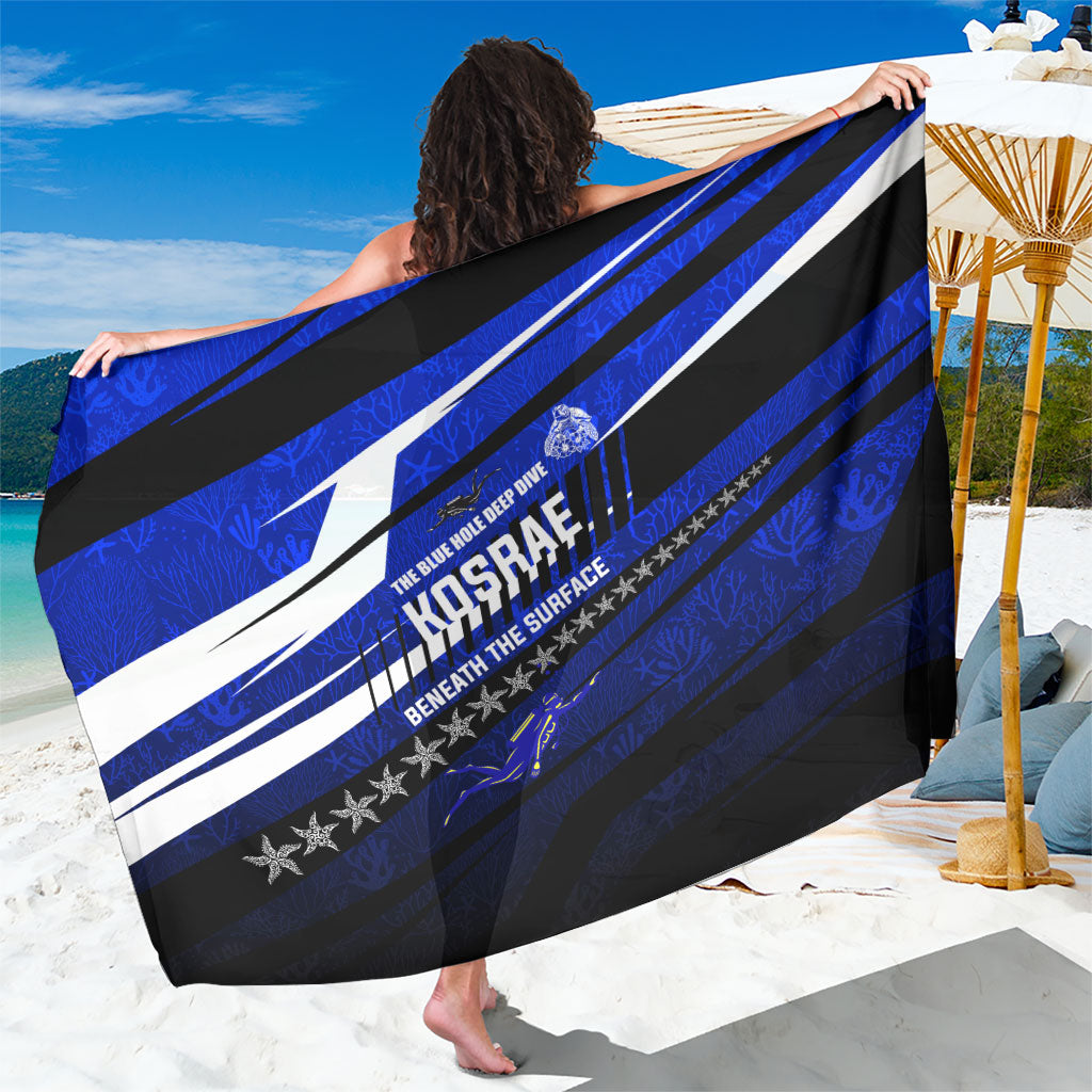 Kosrae Deep Sea Scuba Diving Sarong Blue Hole Beneath The Surface Coral Reef Graphic Art TS04 One Size 44 x 66 inches Blue Black - Polynesian Pride