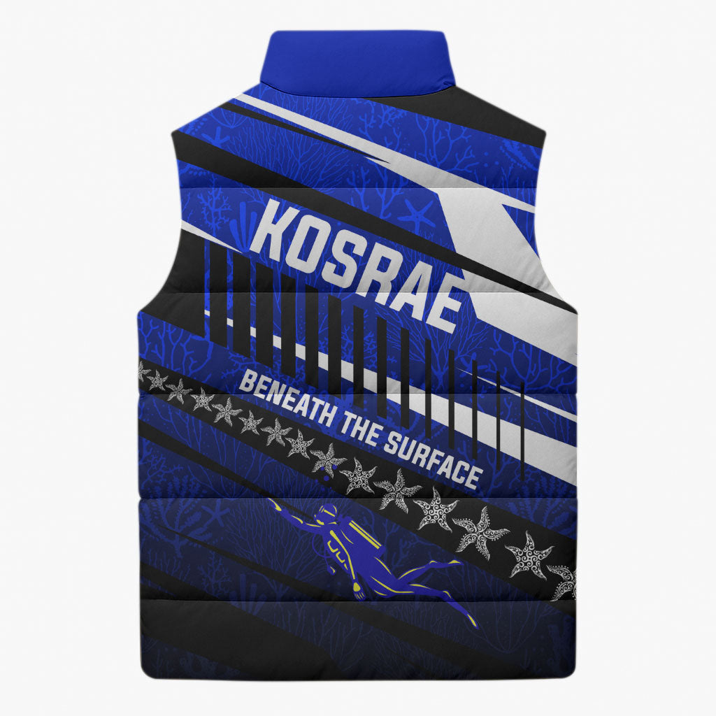 Kosrae Deep Sea Scuba Diving Sleeveless Puffer Jacket Blue Hole Beneath The Surface Coral Reef Graphic Art TS04 - Polynesian Pride