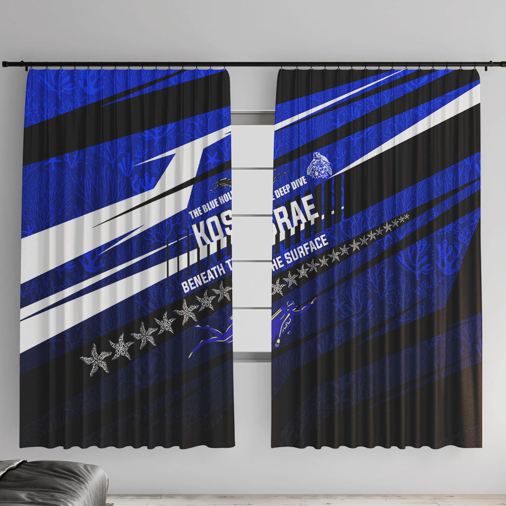 Kosrae Deep Sea Scuba Diving Window Curtain Blue Hole Beneath The Surface Coral Reef Graphic Art TS04 With Hooks Blue Black - Polynesian Pride