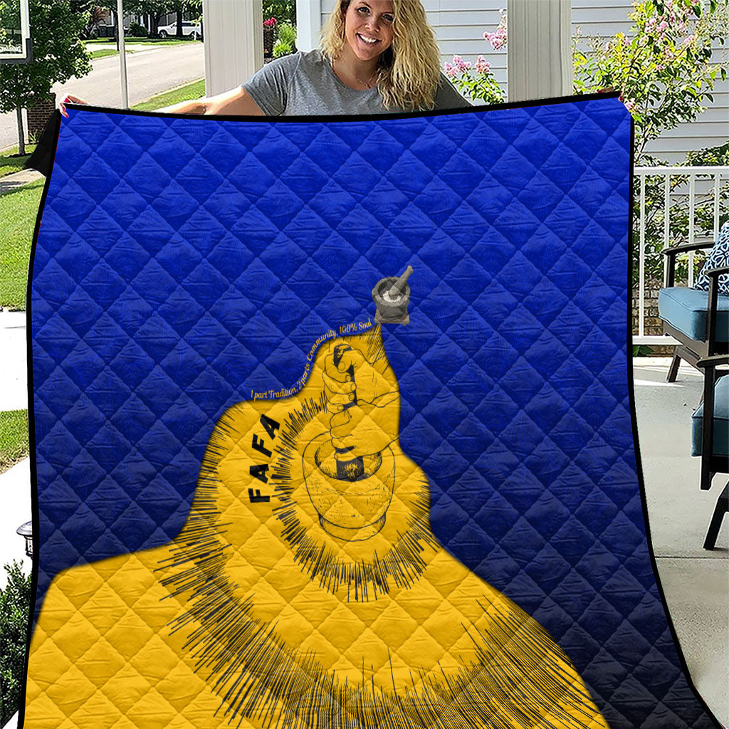 Kosrae Fafa Culinary Heritage Quilt Kosraean Gold Taro Tradition Illustration With Coconut Leaves TS04 Blue Yellow - Polynesian Pride