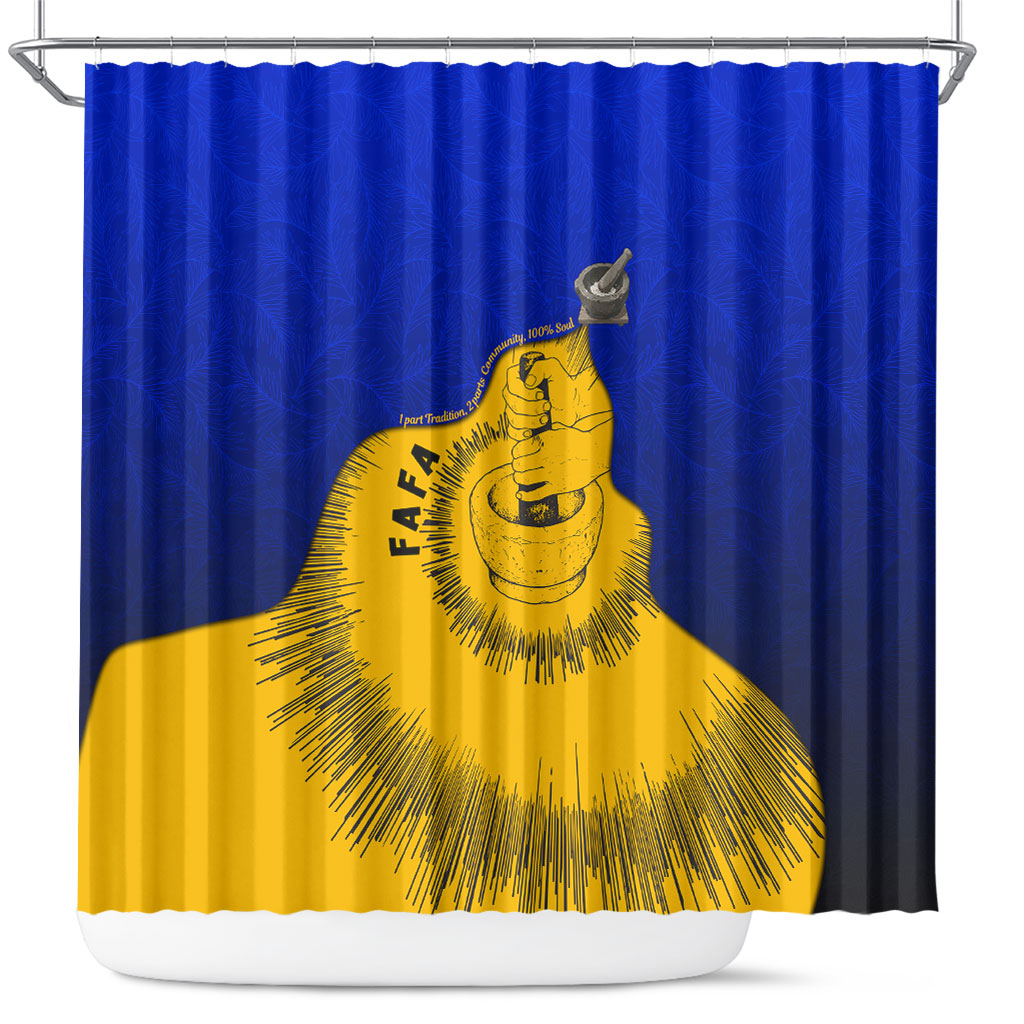 Kosrae Fafa Culinary Heritage Shower Curtain Kosraean Gold Taro Tradition Illustration With Coconut Leaves TS04 Blue Yellow - Polynesian Pride