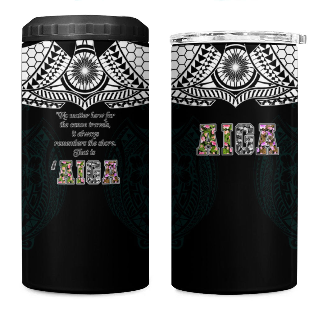 AIGA Always In Gods Arms Samoa 4 in 1 Can Cooler Tumbler Polynesian Tribal Tattoo Art Family Heritage Faith TS04 One Size: 16 oz Black White - Polynesian Pride