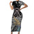 Polynesian Pitbull Short Sleeve Bodycon Dress Polynesian Pattern And Pitbull TS04 Long Dress Black - Polynesian Pride