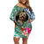 Polynesian Yorkshire Terrier Off Shoulder Short Dress Polynesian Pattern And Yorkshire Terrier TS04 Women Multicolor - Polynesian Pride