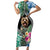 Polynesian Yorkshire Terrier Short Sleeve Bodycon Dress Polynesian Pattern And Yorkshire Terrier TS04 Long Dress Multicolor - Polynesian Pride