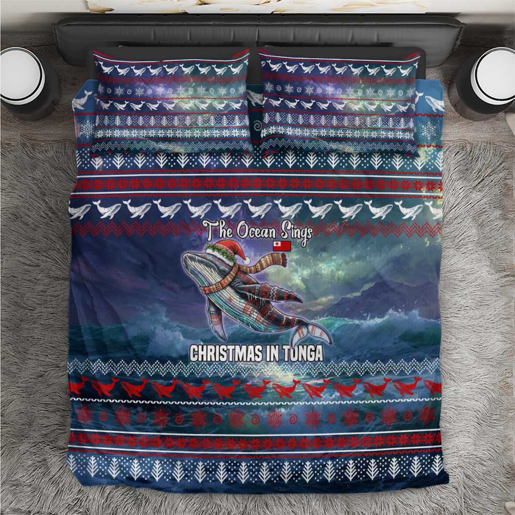 Tonga Christmas Bedding Set with Singing Whale Ocean Scene National Coat of Arms TS04 Multicolor - Polynesian Pride