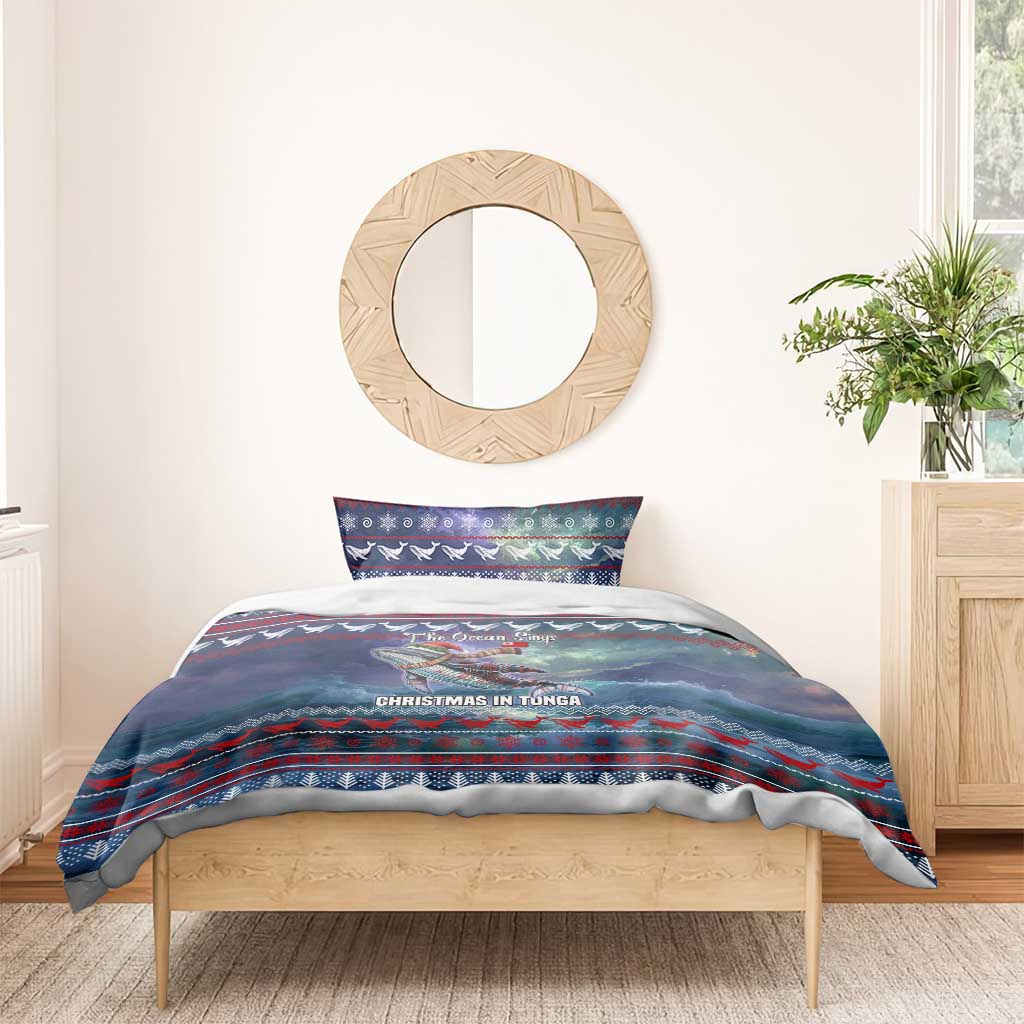 Tonga Christmas Bedding Set with Singing Whale Ocean Scene National Coat of Arms TS04 - Polynesian Pride