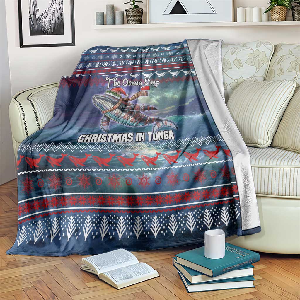 Tonga Christmas Blanket with Singing Whale Ocean Scene National Coat of Arms TS04 Multicolor - Polynesian Pride