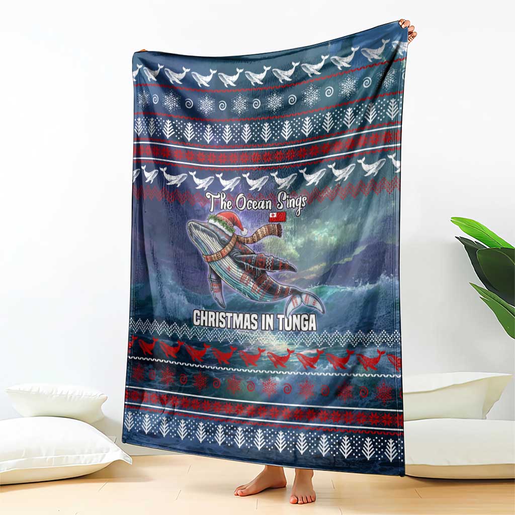 Tonga Christmas Blanket with Singing Whale Ocean Scene National Coat of Arms TS04 - Polynesian Pride