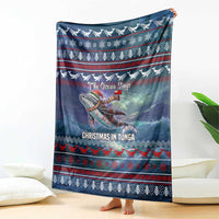 Tonga Christmas Blanket with Singing Whale Ocean Scene National Coat of Arms TS04 - Polynesian Pride