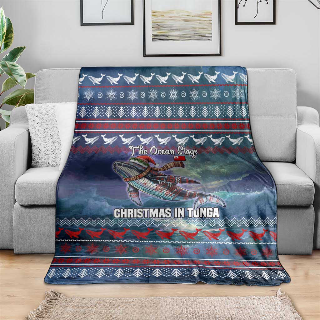 Tonga Christmas Blanket with Singing Whale Ocean Scene National Coat of Arms TS04 - Polynesian Pride