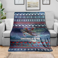 Tonga Christmas Blanket with Singing Whale Ocean Scene National Coat of Arms TS04 - Polynesian Pride
