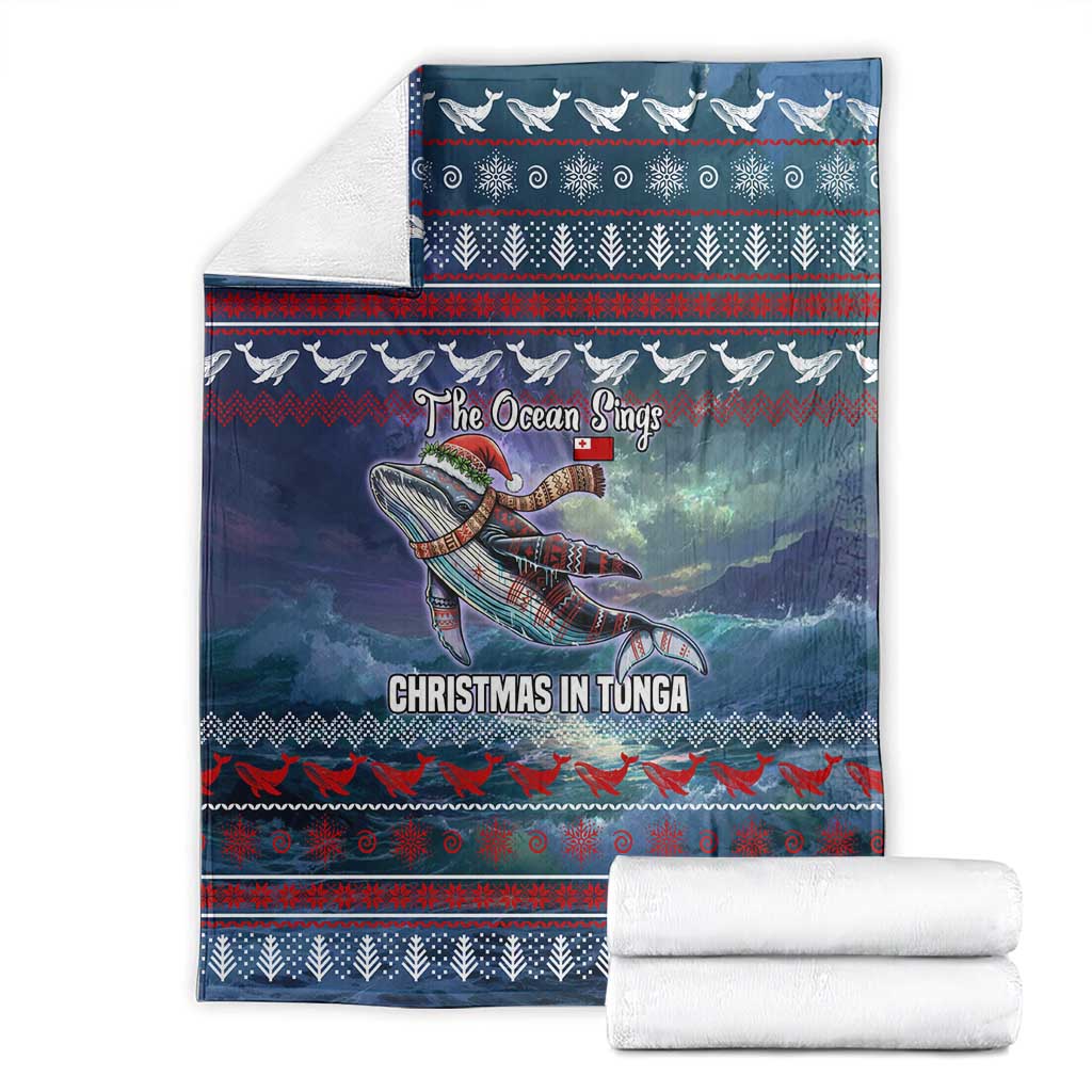 Tonga Christmas Blanket with Singing Whale Ocean Scene National Coat of Arms TS04 - Polynesian Pride