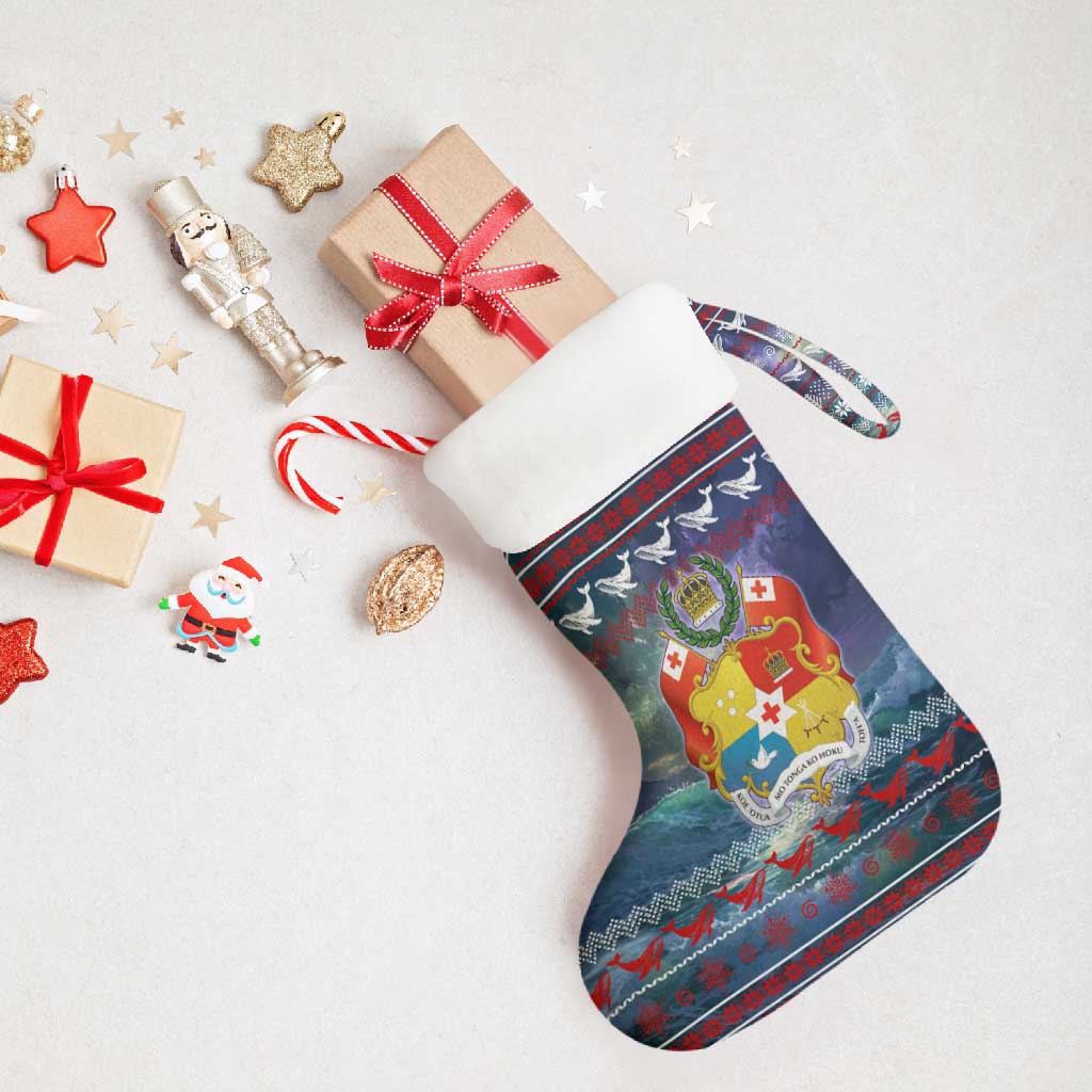 Tonga Christmas Stocking with Singing Whale Ocean Scene National Coat of Arms TS04 - Polynesian Pride