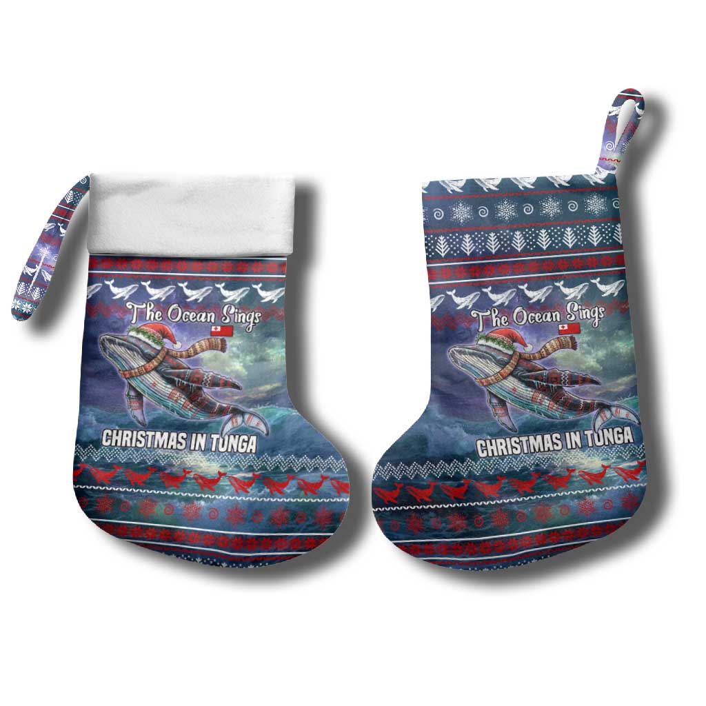 Tonga Christmas Stocking with Singing Whale Ocean Scene National Coat of Arms TS04 - Polynesian Pride
