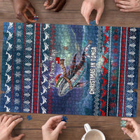 Tonga Christmas Puzzle with Singing Whale Ocean Scene National Coat of Arms TS04 - Polynesian Pride