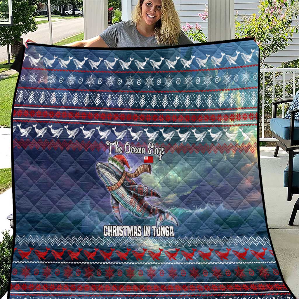 Tonga Christmas Quilt with Singing Whale Ocean Scene National Coat of Arms TS04 Multicolor - Polynesian Pride