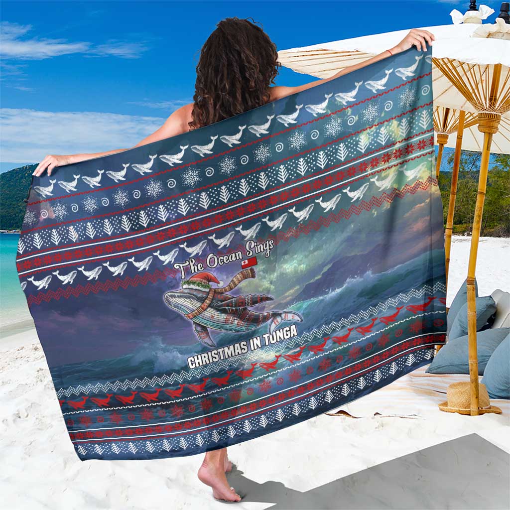 Tonga Christmas Sarong with Singing Whale Ocean Scene National Coat of Arms TS04 One Size 44 x 66 inches Multicolor - Polynesian Pride