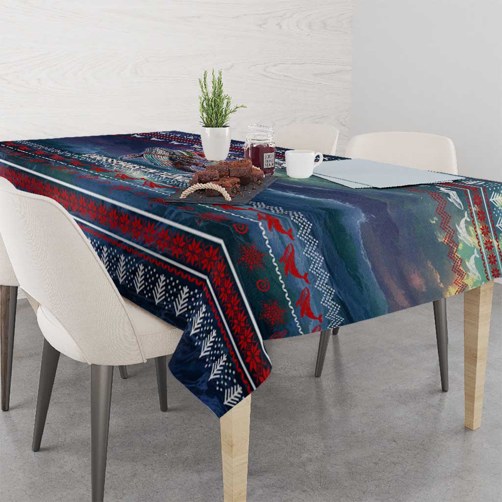 Tonga Christmas Tablecloth with Singing Whale Ocean Scene National Coat of Arms TS04 - Polynesian Pride