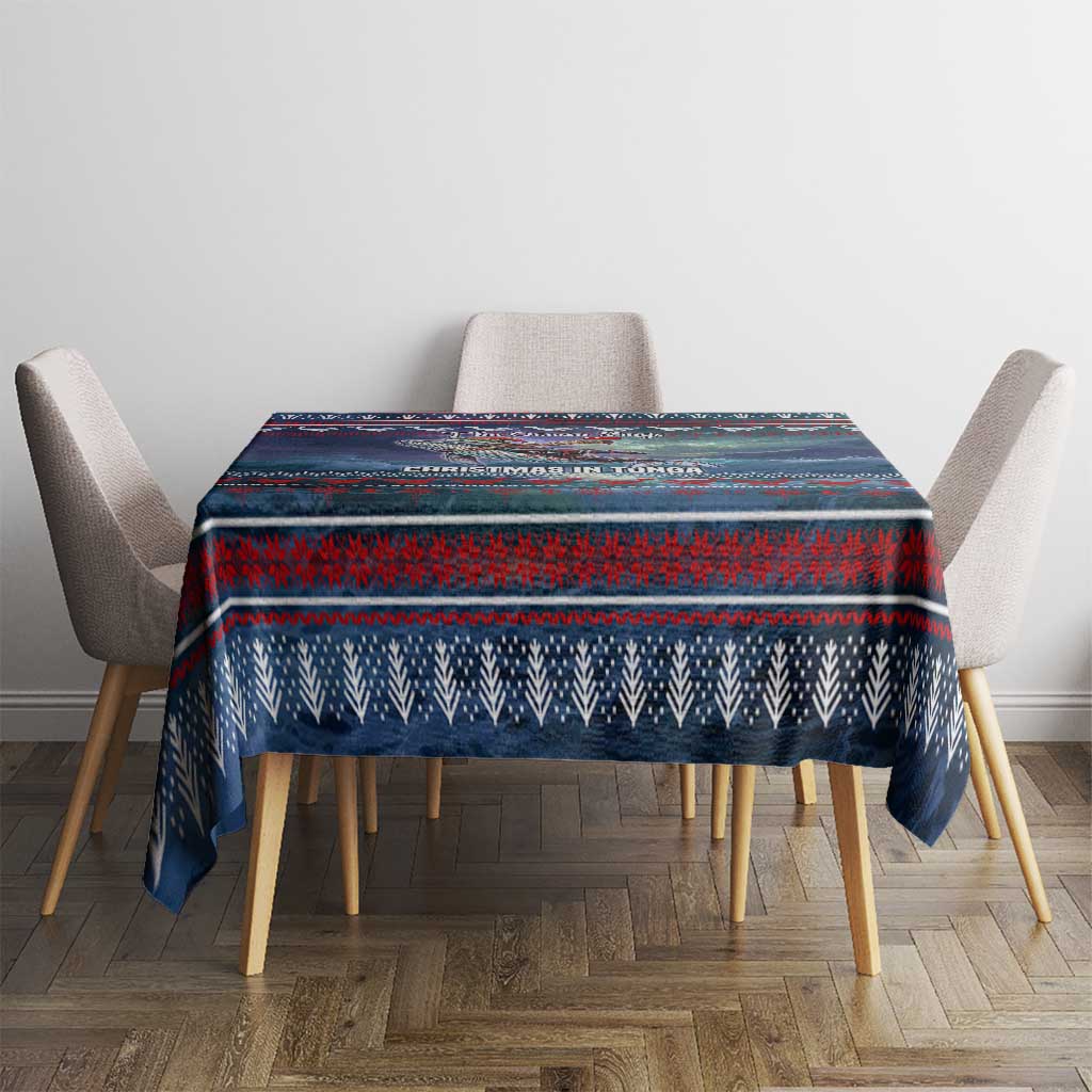 Tonga Christmas Tablecloth with Singing Whale Ocean Scene National Coat of Arms TS04 - Polynesian Pride