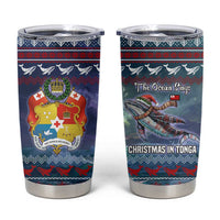 Tonga Christmas Tumbler Cup with Singing Whale Ocean Scene National Coat of Arms TS04 Multicolor - Polynesian Pride