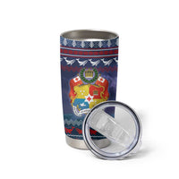 Tonga Christmas Tumbler Cup with Singing Whale Ocean Scene National Coat of Arms TS04 - Polynesian Pride