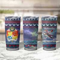 Tonga Christmas Tumbler Cup with Singing Whale Ocean Scene National Coat of Arms TS04 - Polynesian Pride
