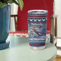 Tonga Christmas Tumbler Cup with Singing Whale Ocean Scene National Coat of Arms TS04 - Polynesian Pride