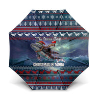 Tonga Christmas Umbrella with Singing Whale Ocean Scene National Coat of Arms TS04 One Size Folded 11.42 inch Opened Diameter 37.4 inch Multicolor - Polynesian Pride