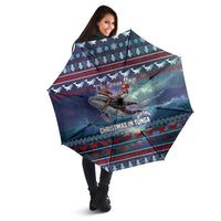 Tonga Christmas Umbrella with Singing Whale Ocean Scene National Coat of Arms TS04 - Polynesian Pride