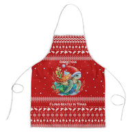 Tonga Christmas Apron with Sea Turtle Coral Reef Design Snowflake Pattern and National Emblem TS04 Red White - Polynesian Pride