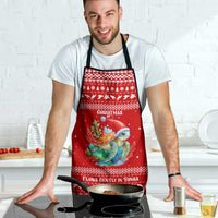 Tonga Christmas Apron with Sea Turtle Coral Reef Design Snowflake Pattern and National Emblem TS04 - Polynesian Pride