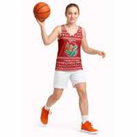 Tonga Christmas Basketball Jersey with Sea Turtle Coral Reef Design Snowflake Pattern and National Emblem TS04 - Polynesian Pride