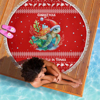 Tonga Christmas Beach Blanket with Sea Turtle Coral Reef Design Snowflake Pattern and National Emblem TS04 - Polynesian Pride