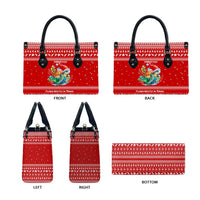 Tonga Christmas Leather Bag with Sea Turtle Coral Reef Design Snowflake Pattern and National Emblem TS04 - Polynesian Pride