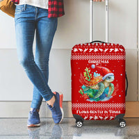 Tonga Christmas Luggage Cover with Sea Turtle Coral Reef Design Snowflake Pattern and National Emblem TS04 - Polynesian Pride