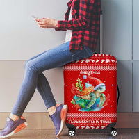 Tonga Christmas Luggage Cover with Sea Turtle Coral Reef Design Snowflake Pattern and National Emblem TS04 - Polynesian Pride