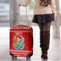 Tonga Christmas Luggage Cover with Sea Turtle Coral Reef Design Snowflake Pattern and National Emblem TS04 - Polynesian Pride