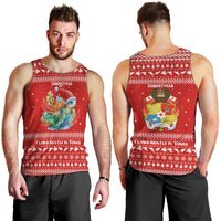 Tonga Christmas Men Tank Top with Sea Turtle Coral Reef Design Snowflake Pattern and National Emblem TS04 - Polynesian Pride