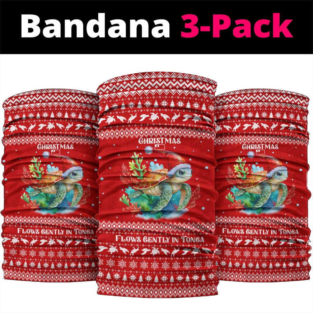 Tonga Christmas Neck Gaiter with Sea Turtle Coral Reef Design Snowflake Pattern and National Emblem TS04 package One Size: 25*50cm Red White - Polynesian Pride
