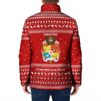 Tonga Christmas Padded Jacket with Sea Turtle Coral Reef Design Snowflake Pattern and National Emblem TS04 - Polynesian Pride