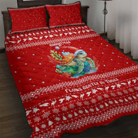 Tonga Christmas Quilt Bed Set with Sea Turtle Coral Reef Design Snowflake Pattern and National Emblem TS04 Red White - Polynesian Pride