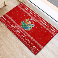 Tonga Christmas Rubber Doormat with Sea Turtle Coral Reef Design Snowflake Pattern and National Emblem TS04 - Polynesian Pride