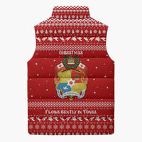 Tonga Christmas Sleeveless Puffer Jacket with Sea Turtle Coral Reef Design Snowflake Pattern and National Emblem TS04 - Polynesian Pride
