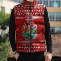 Tonga Christmas Sleeveless Puffer Jacket with Sea Turtle Coral Reef Design Snowflake Pattern and National Emblem TS04 - Polynesian Pride
