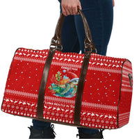 Tonga Christmas Travel Bag with Sea Turtle Coral Reef Design Snowflake Pattern and National Emblem TS04 - Polynesian Pride