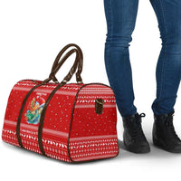 Tonga Christmas Travel Bag with Sea Turtle Coral Reef Design Snowflake Pattern and National Emblem TS04 - Polynesian Pride